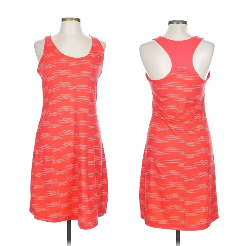 Columbia Sportswear Prima Agua Dress Dress Large Red Orange Stripe - Picture 1 of 7